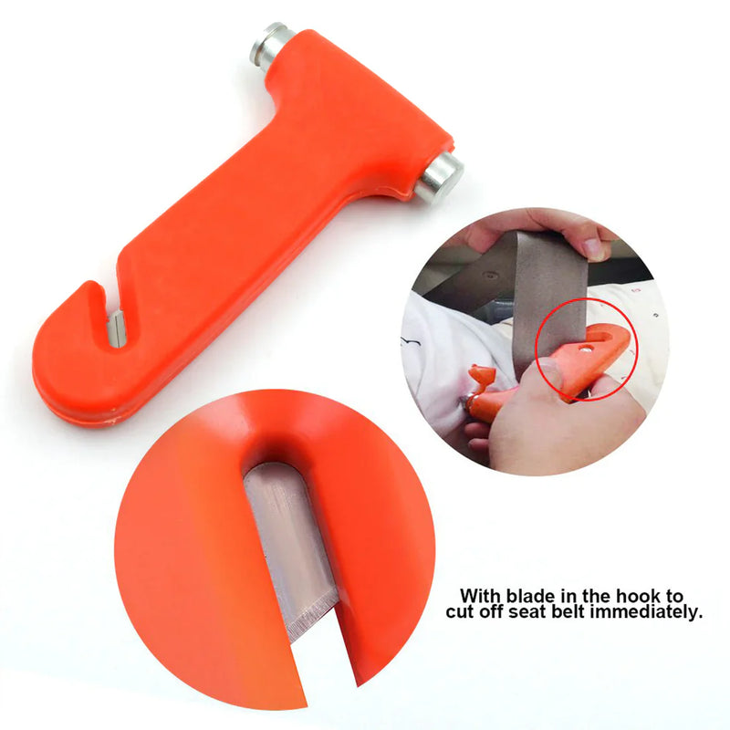 Car Safety Hammer - Emergency Rescue Tool With Window Breaker & Seatbelt Cutter