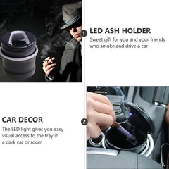 Portable Car Ashtray With Lid And Blue LED Light (1 Pc / With Color Box)