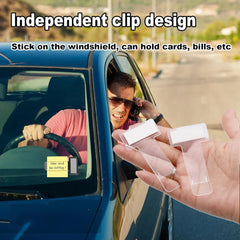 Windscreen Cardholder, Fastag Stand, Transparent Ticket Holder Car (2 Pc Set)