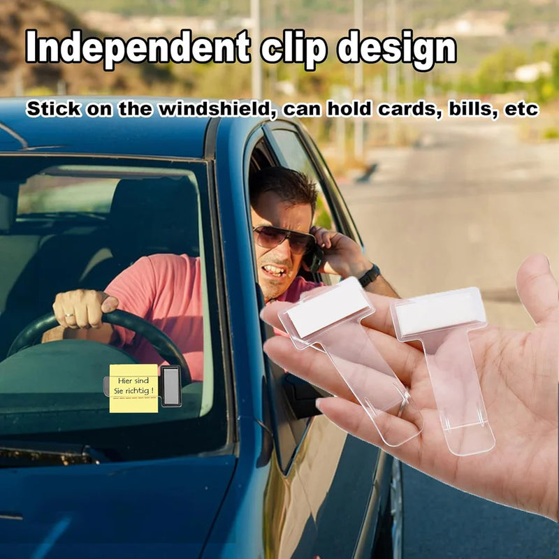 Windscreen Cardholder, Fastag Stand, Transparent Ticket Holder Car (2 Pc Set)