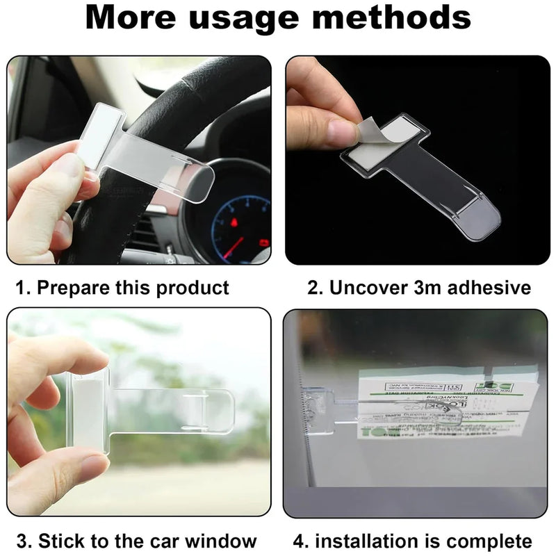 Windscreen Cardholder, Fastag Stand, Transparent Ticket Holder Car (2 Pc Set)