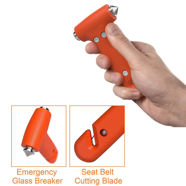 Car Safety Hammer - Emergency Rescue Tool With Window Breaker & Seatbelt Cutter