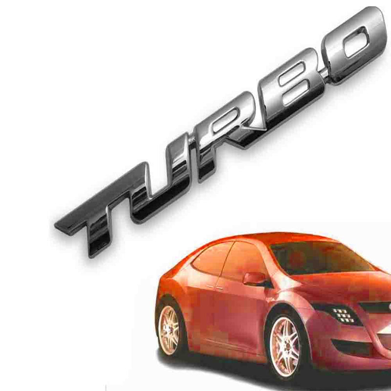1 Pc Car 3D TURBO Chrome Logo Aluminium Alloy Metal Emblem Badge Sticker Decal Red New