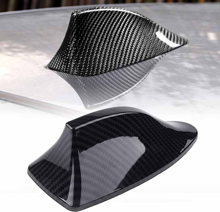 1 Pc Shark Antenna, Fin Roof Aerial Base Radio Signal For Car SUV Truck Van, Super Functional With Adhesive Tape Base-Carbon Black