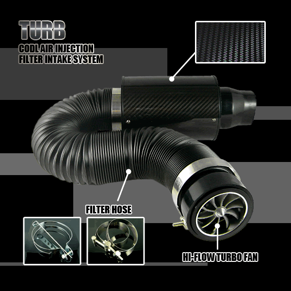 1 Set Car Air Filter Intake Modification High Flow of Pure Carbon Fiber Air Black