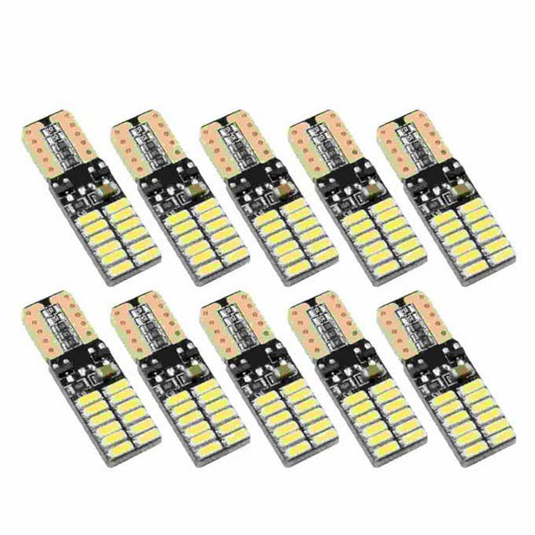 10 Pcs Canbus White T10 W5W 24 4014-Surface Mount Device-LED Car Light Bulbs Wedge Lamp 2825 194