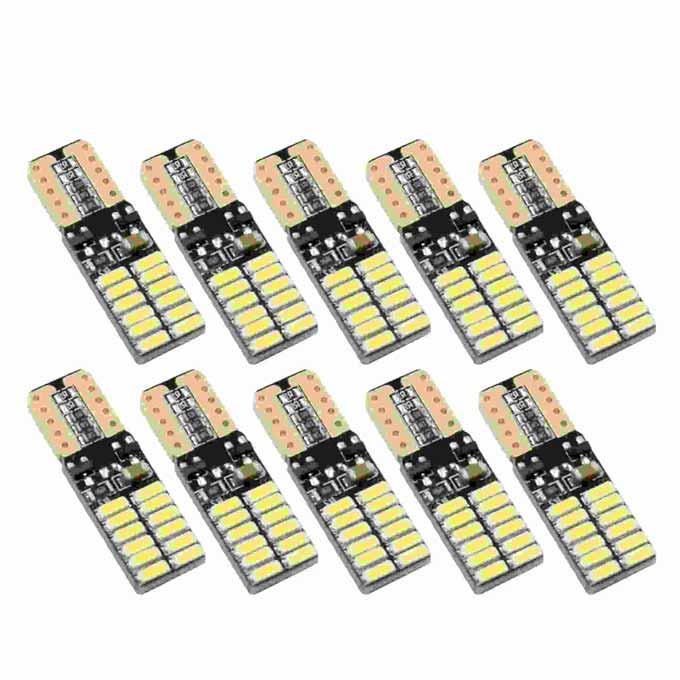 10 Pcs Canbus White T10 W5W 24 4014-Surface Mount Device-LED Car Light Bulbs Wedge Lamp 2825 194