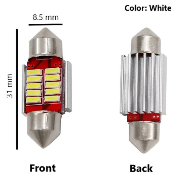 2pcs 31mm 10smd LED 12V Non Polar Canbus Error Free | No Error Car Panel Interior Roof Light Bulb | Dome Reading Lamp | Festoon Light Bulb LED for Car