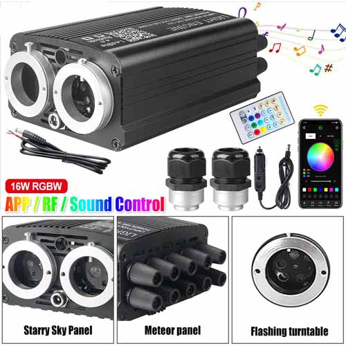 1000* Fiber Optic RGBW LED Car Shooting Meteor Star Roof Headliner Light Kit 16W
