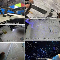 1000* Fiber Optic RGBW LED Car Shooting Meteor Star Roof Headliner Light Kit 16W