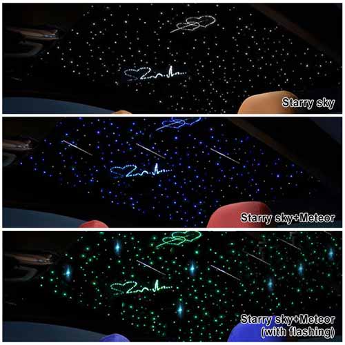 1000* Fiber Optic RGBW LED Car Shooting Meteor Star Roof Headliner Light Kit 16W