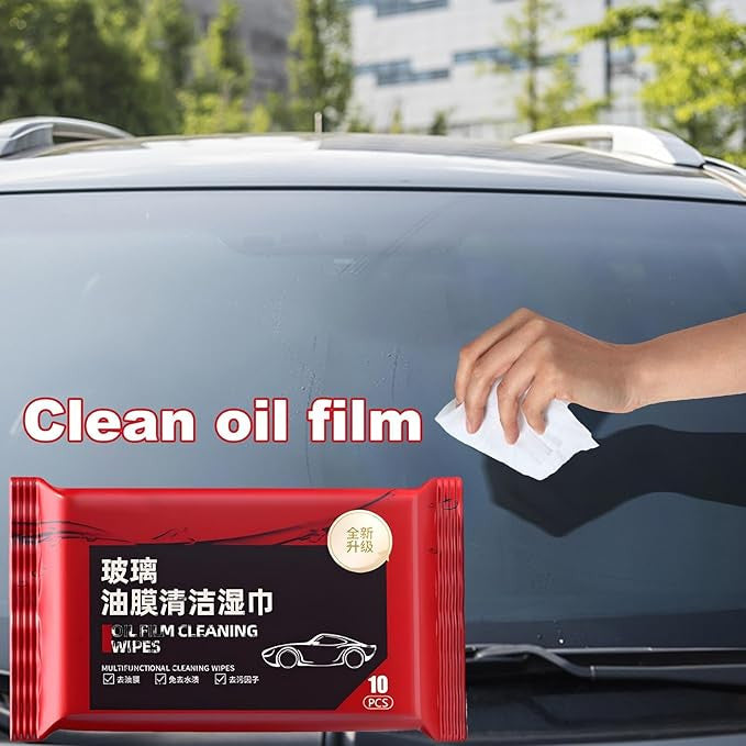 Car Glass Oil Film & Leather Cleaning Wipes High Clarity Windshield Restorer & Multi-Surface Cleaner Interior & Exterior Wipes