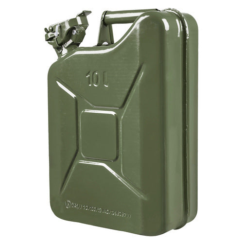 10L Litre Metal Fuel Jerry Gerry Can Petrol Diesel Liquid Tank Army Green