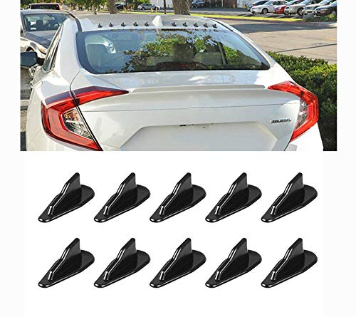 10pcs Black Universal Vortex Generators Style Auto Roof Adhesive Shark Fin Decoration for Any Cars