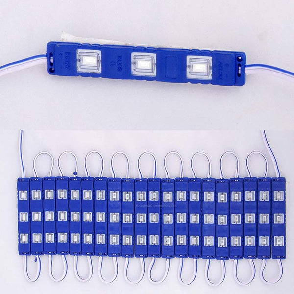 10pcs 3 LED SMD Blue Light 18W 1573LM 180 Degrees 5730 Injection Module Light Strip DC 12V