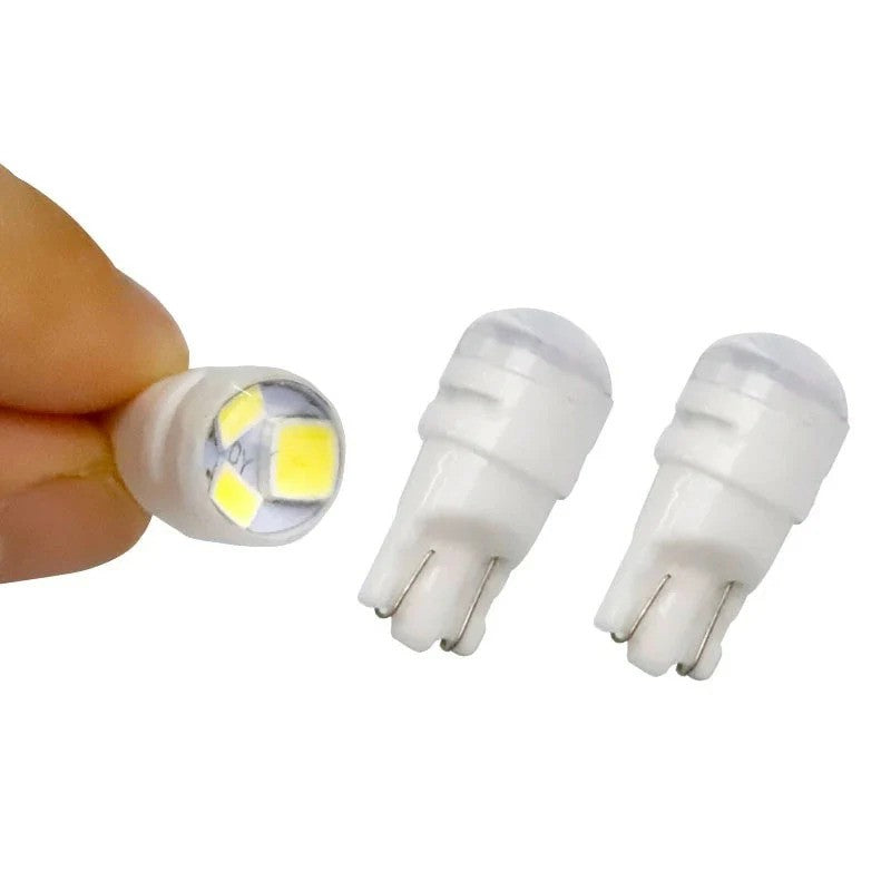 10Pcs New Ceramics T10 W5W LED Bulbs Wedge Parking Bulbs Car Dome Reading Lamps WY5W 168 501 2825 Auto Turn Side Light White