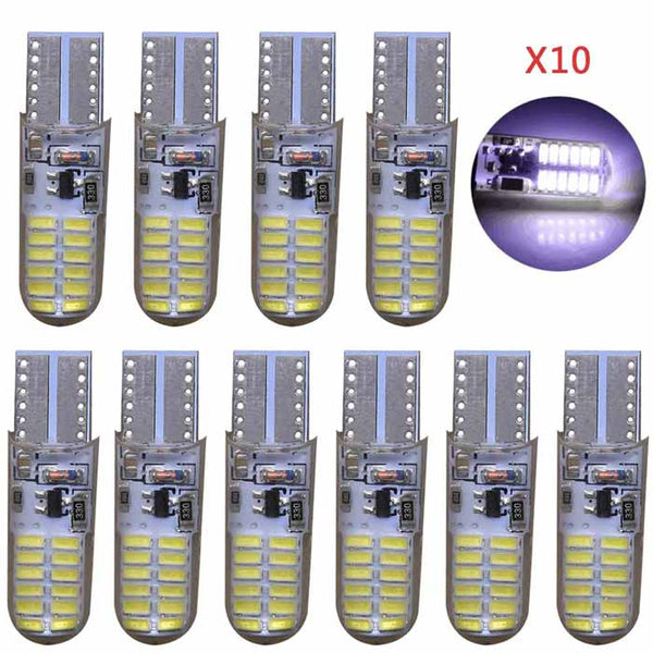 10PCS T10 194 168 LED Strobe Flash Dilicon Gel Light 24LED Bright Light Bulb