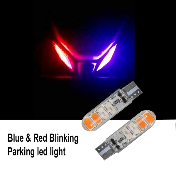10pcs T10 Car Bike Parking Lights Led 6 SMD Red Blue Flashing Police Style for Motorcycles Bikes Scooty