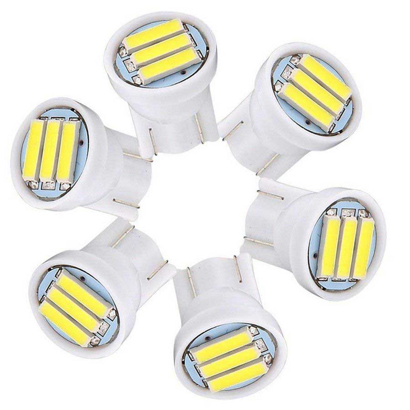 10pcs T10 White 3 SMD 7020 LED 1W W5W Car Interior Side Wedge Bulbs Clearance lamp(1007)
