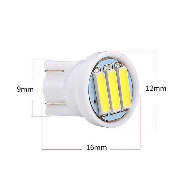 10pcs T10 White 3 SMD 7020 LED 1W W5W Car Interior Side Wedge Bulbs Clearance lamp(1007)
