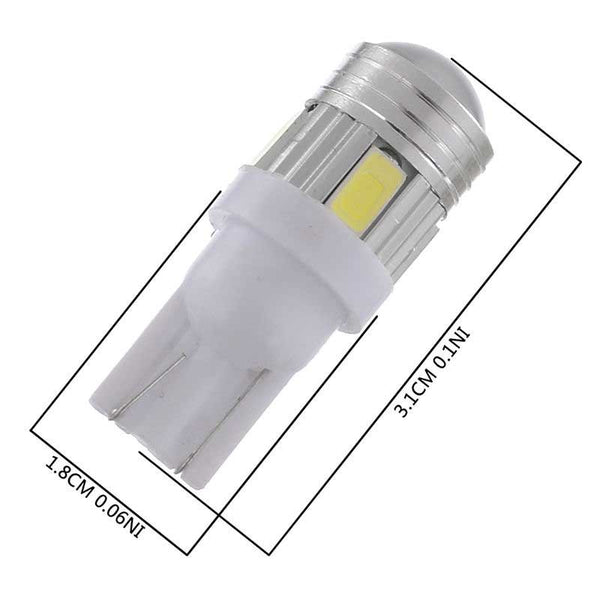 10pcs T10 White 6 SMD 5630 LED W5W Projector Car Interior Side Wedge Bulbs Clearance lamp(1008)