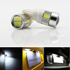10pcs T10 White 6 SMD 5630 LED W5W Projector Car Interior Side Wedge Bulbs Clearance lamp(1008)