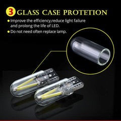 10pcs T10 White Glass 194 168 W5W COB LED Car CANBUS Glass License Plate Light Bulb White