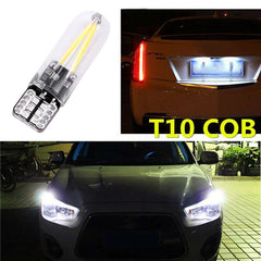 10pcs T10 White Glass 194 168 W5W COB LED Car CANBUS Glass License Plate Light Bulb White