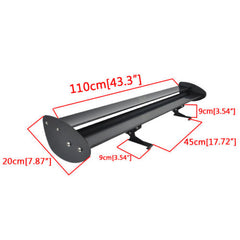 110CM 43'' Hatchback Black Universal Aluminum Adjustable Double Deck GT Rear Wing Spoiler