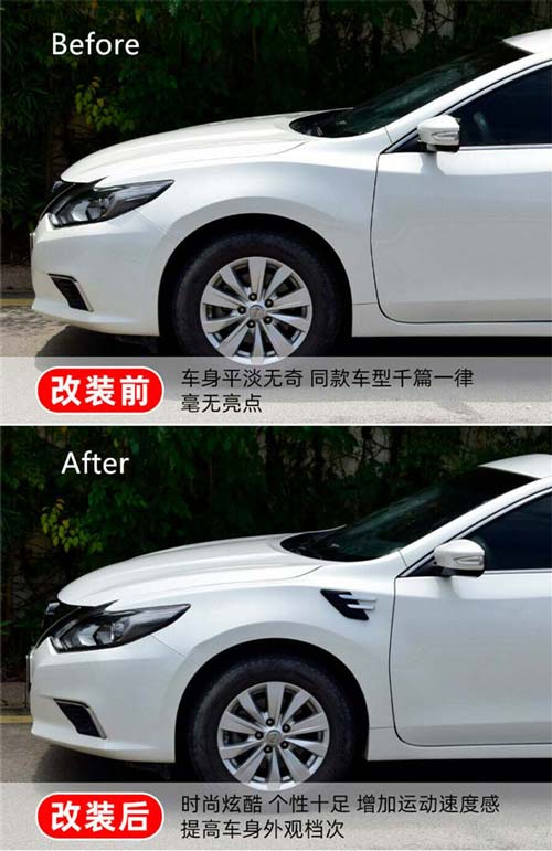 2pcs Black Chrome Car Fender Side Vents Compatible Decorative Air Flow Intake For Exterior Parts in ABS