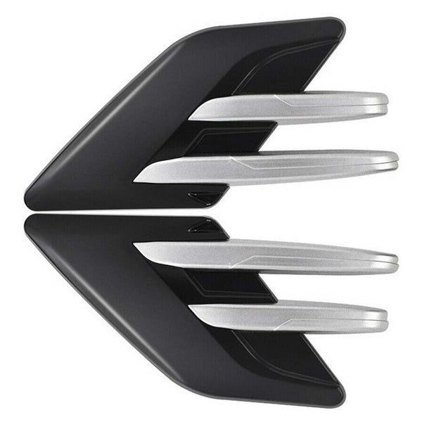 2pcs Black Chrome Car Fender Side Vents Compatible Decorative Air Flow Intake For Exterior Parts in ABS