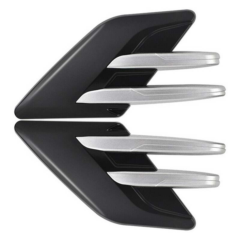 2pcs Black Chrome Car Fender Side Vents Compatible Decorative Air Flow Intake For Exterior Parts in ABS