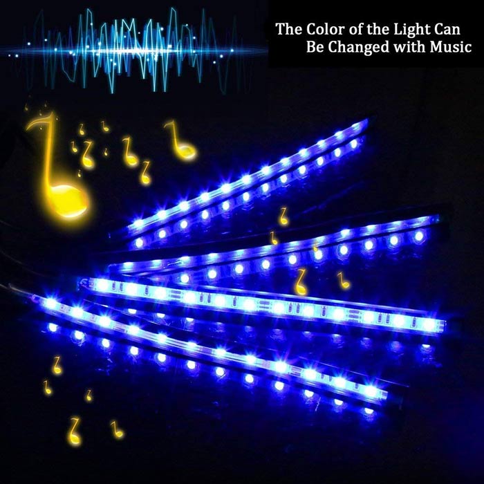 4 X 12LED Car Auto Interior Atmosphere Light Lamp Decoration With Remote Controller