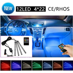 4 X 12LED Car Auto Interior Atmosphere Light Lamp Decoration With Remote Controller
