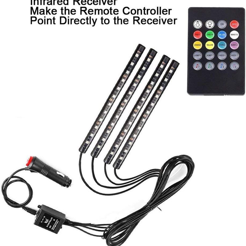 4 X 12LED Car Auto Interior Atmosphere Light Lamp Decoration With Remote Controller