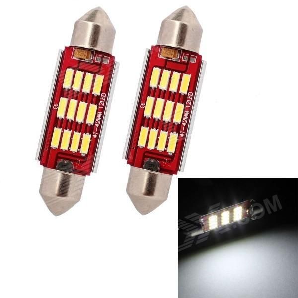 2pcs 39mm 12smd LED 12V Non Polar Canbus Error Free | No Error Car Panel Interior Roof Light Bulb | Dome Reading Lamp | Festoon Light Bulb LED for Car