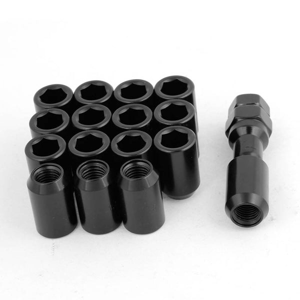 16 Pcs M12 x 1.5 Black Metal Hex Locking Lug Nuts Screw Anti-theft for Vehicles Car