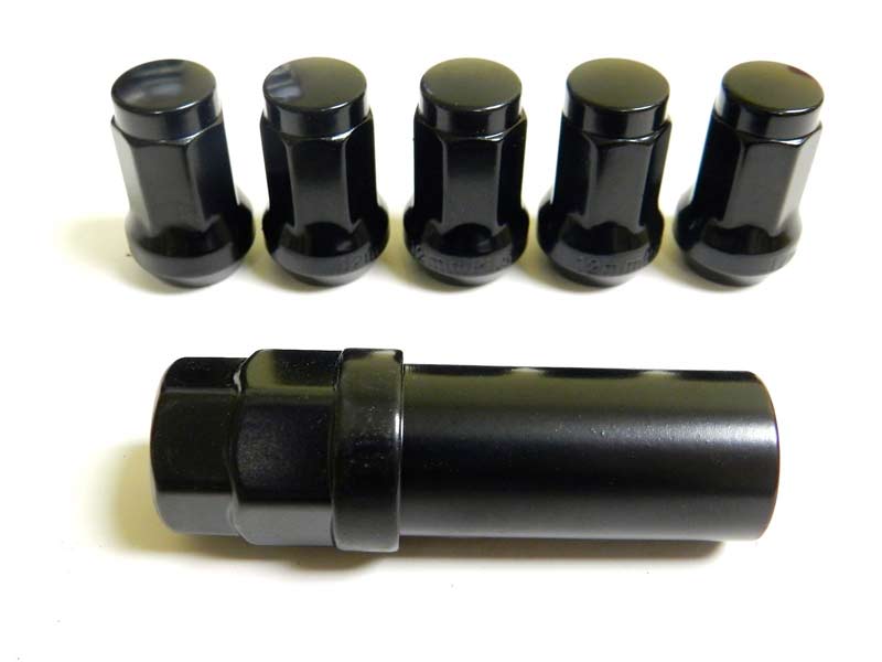 16 Pcs M12x1.5mm Black Security Locking Heptagon Closed Ended Lug Nuts for Car