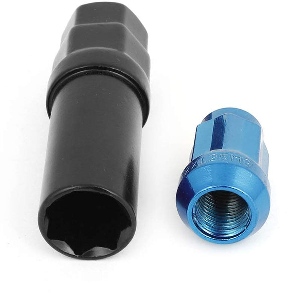 16 Pcs M12x1.5mm Blue Security Locking Heptagon Closed Ended Lug Nuts for Car