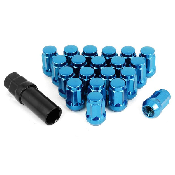16 Pcs M12x1.5mm Blue Security Locking Heptagon Closed Ended Lug Nuts for Car