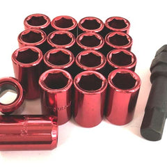 16 Pcs M12 x 1.5 Red Metal Hex Locking Lug Nuts Screw Anti-theft for Vehicles Car
