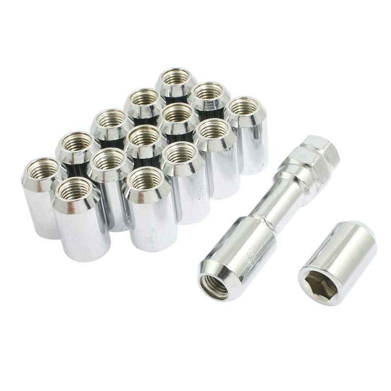 16 Pcs M12 x 1.5 Silver Chrome Metal Hex Locking Lug Nuts Screw Anti-theft for Vehicles Car