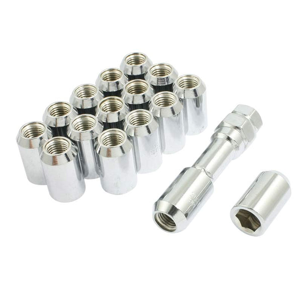 16 Pcs M12 x 1.25 Silver Chrome Metal Hex Locking Lug Nuts Screw Anti-theft for Vehicles Car