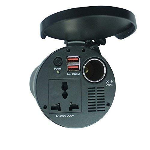 150W Car Power Inverter Cup Holder with AC Outlets and 4.8A Dual USB Charging Ports Car Adapter with Car Cigarette Lighter Socket