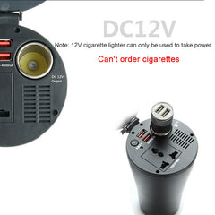 150W Car Power Inverter Cup Holder with AC Outlets and 4.8A Dual USB Charging Ports Car Adapter with Car Cigarette Lighter Socket