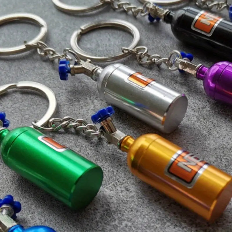 Car and Bike Racing Metal N0S Mini Nitrous Oxide Bottle Metal Stash Pill Box Storage Turbo Keychain