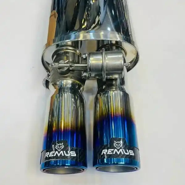 Remus Dual Tip (Burnt) Valvetronic Exhaust System for Cars “ Carbon Titanium Tips, Premium Performance