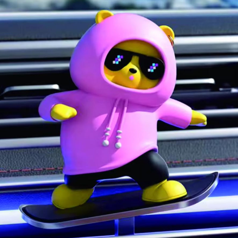 1 Pc Mix Color Skateboard Racing Bear Car Interior Dashboard Decoration Dynamic Ornament