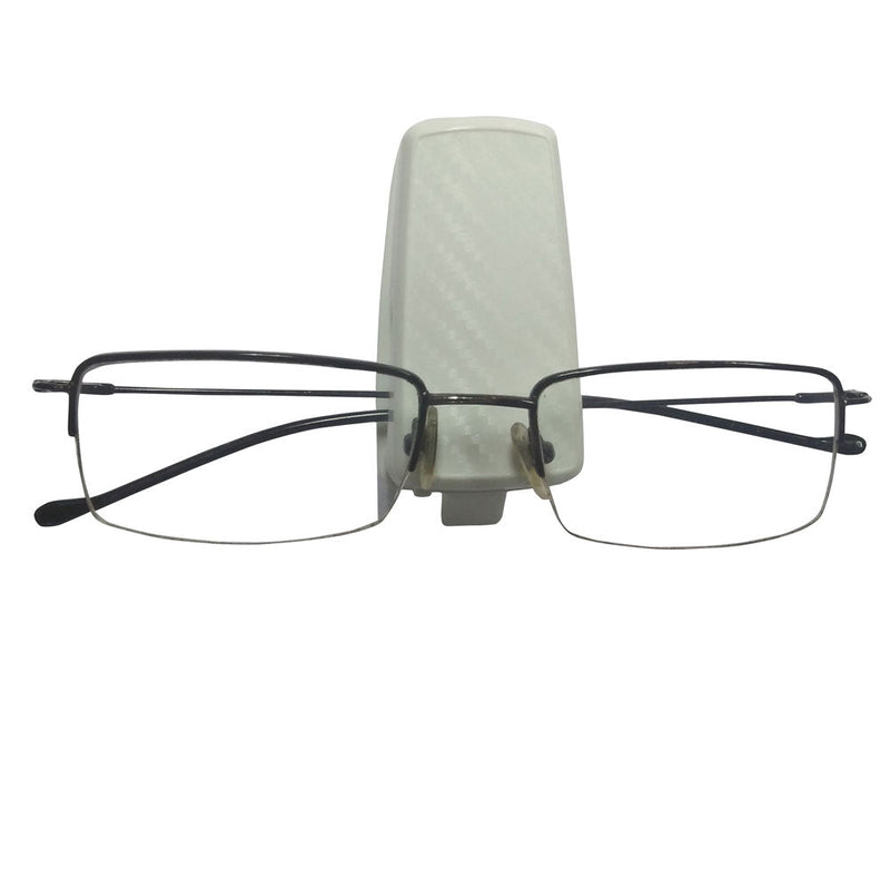 Car White Carbon Fiber Plastic Eyeglasses Sunglasses Clip Car Glasses Holder