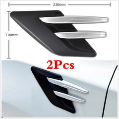2pcs Black Chrome Car Fender Side Vents Compatible Decorative Air Flow Intake For Exterior Parts in ABS